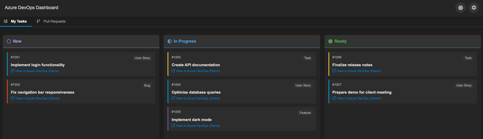 Viewing Tasks Screenshot